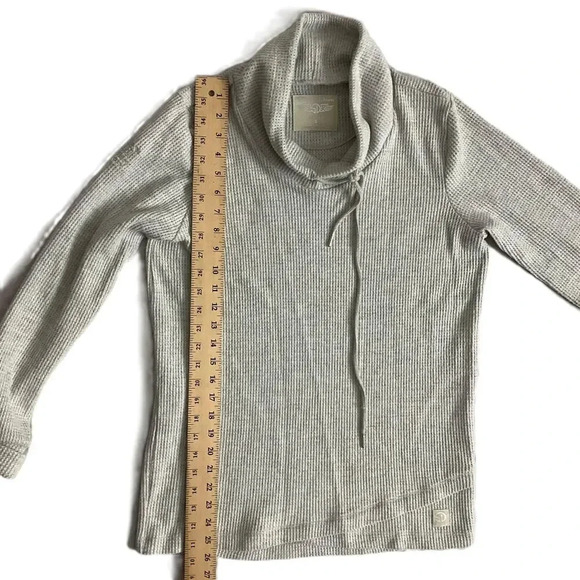 Straight Down Grey Cowl Neck Long Sleeve Waffle‎ Knit Sweater Small - Picture 7 of 9